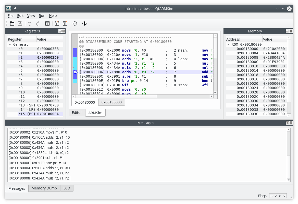 QtARMSim: simulation model